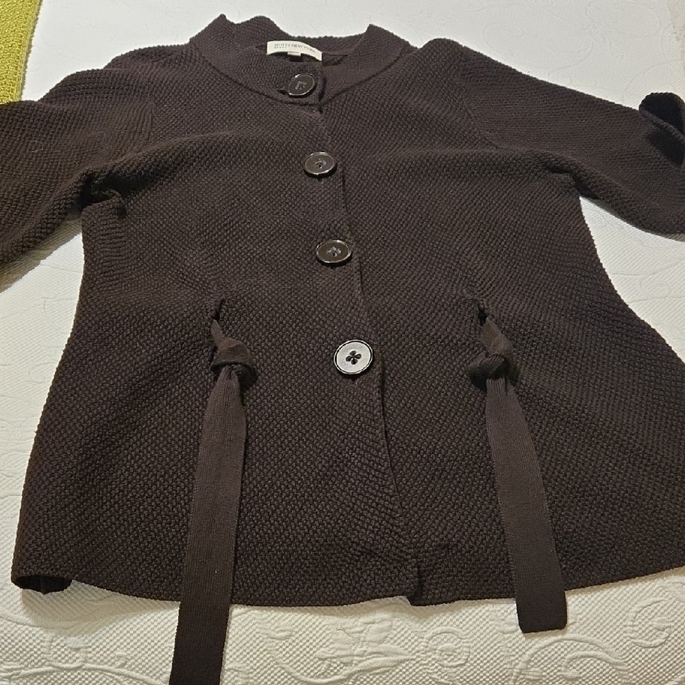 Jones New York Chocolate Knit Cardigan 100% Cotton BROWNNNNN